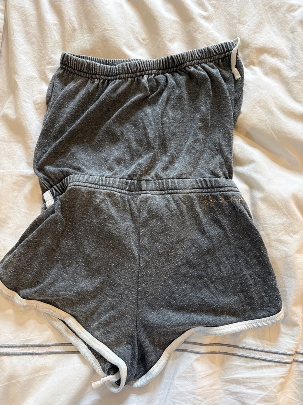Spiritual Gangster Charcoal Gray Athletic Shorts with White Trim - Picture 3 of 3